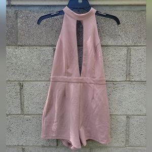 Forever 21 Deep V-Neck Backless Small Baby Pink Romper